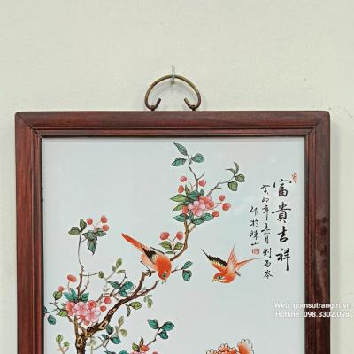 TRANH SỨ KHUNG GỖ PHÚ QUÝ - PHÚC LÀNH